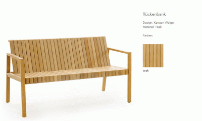 LIBERTY Rckenbank Teakholz mit Sitzhhe 45 cm
